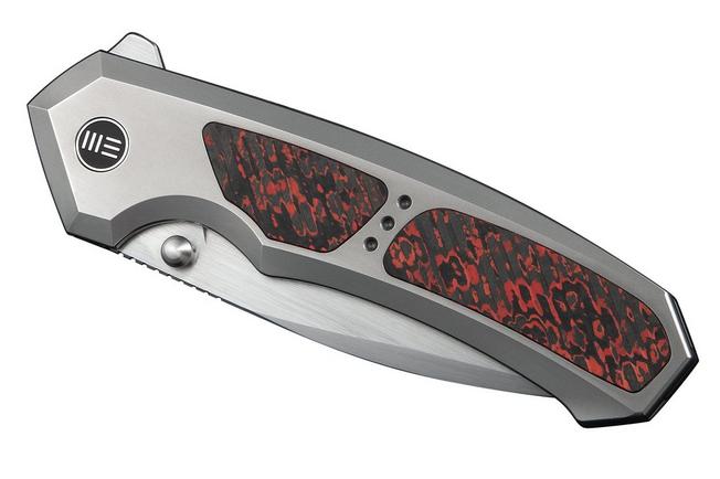 Afbeelding voor WE Knife Corwyn WE24088-4 Hand Satin Böhler M390, Polished Bead Blasted Titanium Lava Flow FatCarbon, zakmes