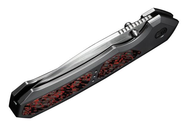 Afbeelding voor WE Knife Corwyn WE24088-4 Hand Satin Böhler M390, Polished Bead Blasted Titanium Lava Flow FatCarbon, zakmes