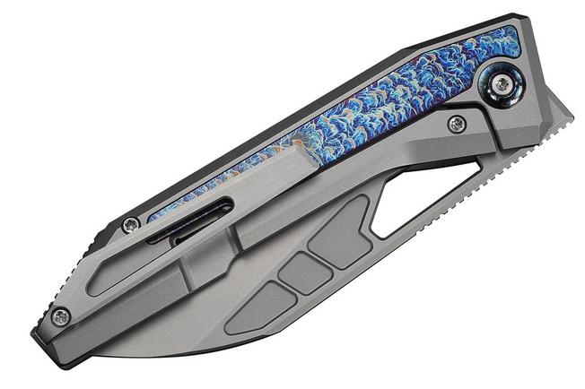 Bild für We Knife Inceptus WE25017-2, Stonewashed M390, Gray Titanium, Flamed Inlay Taschenmesser, Robert Saniscalchi Design