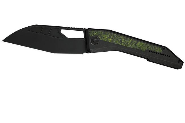 Bild für We Knife Inceptus WE25017-3, Blackwashed M390, Black Titanium, Green Carbon Fiber Inlay Taschenmesser, Robert Saniscalchi Design