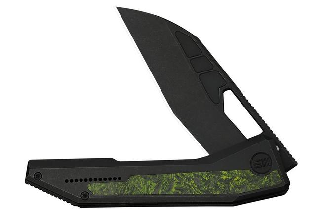 Bild für We Knife Inceptus WE25017-3, Blackwashed M390, Black Titanium, Green Carbon Fiber Inlay Taschenmesser, Robert Saniscalchi Design
