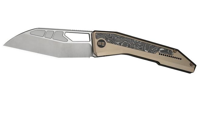 Bild für We Knife Inceptus WE25017-4, Satin M390, Champagne Titanium, Aluminum Foil Carbon Fiber Inlay Taschenmesser, Robert Saniscalchi Design