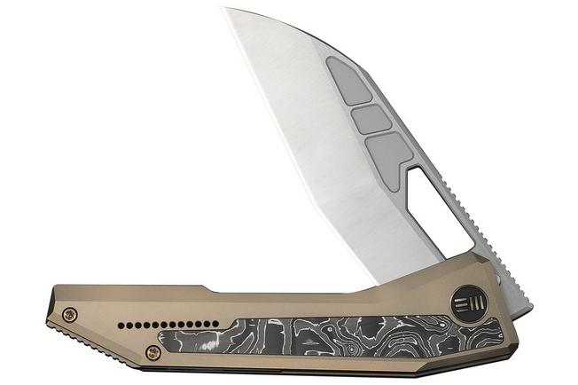Bild für We Knife Inceptus WE25017-4, Satin M390, Champagne Titanium, Aluminum Foil Carbon Fiber Inlay Taschenmesser, Robert Saniscalchi Design