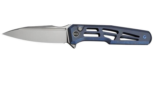 Afbeelding voor WE Knife Dressytak WE25059B-2 Stonewashed M390, Skeletonized Blue Titanium, zakmes