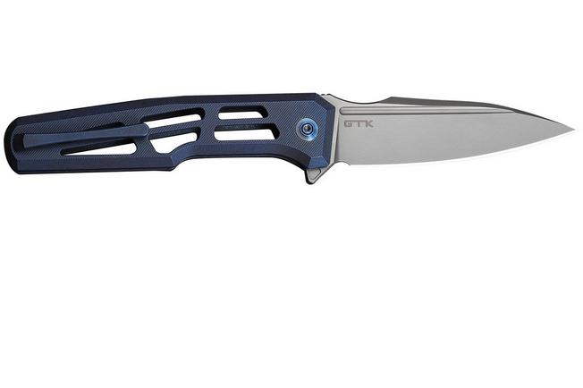 Afbeelding voor WE Knife Dressytak WE25059B-2 Stonewashed M390, Skeletonized Blue Titanium, zakmes