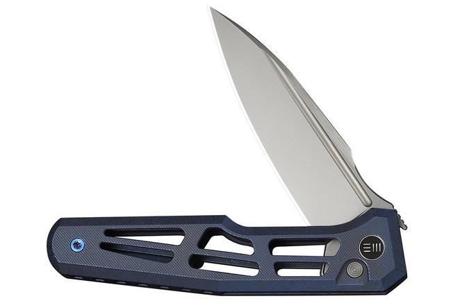 Afbeelding voor WE Knife Dressytak WE25059B-2 Stonewashed M390, Skeletonized Blue Titanium, zakmes