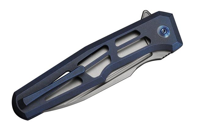 Afbeelding voor WE Knife Dressytak WE25059B-2 Stonewashed M390, Skeletonized Blue Titanium, zakmes