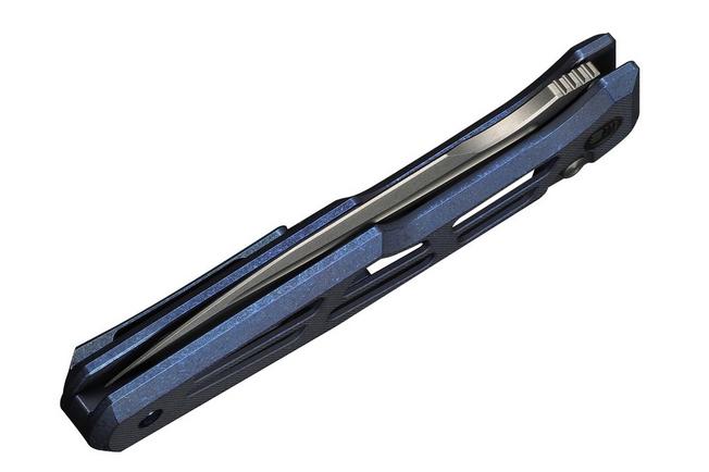 Afbeelding voor WE Knife Dressytak WE25059B-2 Stonewashed M390, Skeletonized Blue Titanium, zakmes