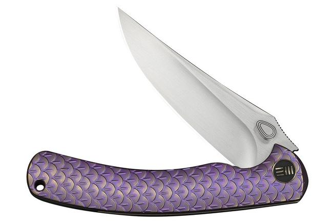 Imagem para WE Knife Dracarys WE25061B-2, 12th Anniversary Limited Edition, Hand Rubbed Satin Böhler M390, Purple/Gold Dragonscale Titanium navalha