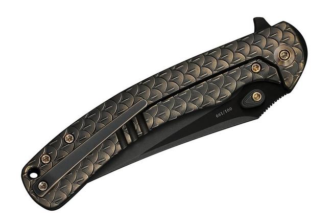 Imagem para WE Knife Dracarys WE25061B-4, 12th Anniversary Limited Edition, Black Böhler M390, Bronze Dragonscale Titanium navalha