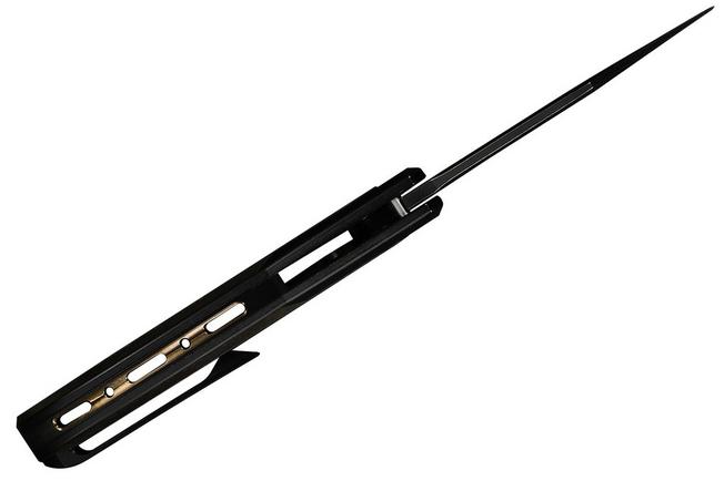 Bild für WE Knife Varg WE25074-1, Blackwashed CPM MagnaCut, Black and Gold Titanium, Copper Foil Carbon Fiber Inlay, Taschenmesser