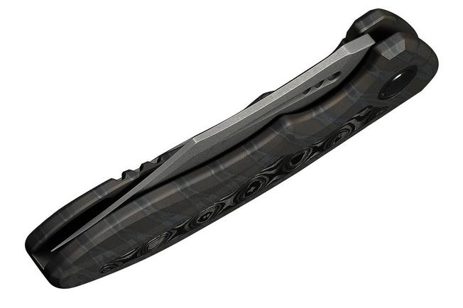 Image for WE Knife Varg WE25074-3, Stonewashed CPM MagnaCut, Tiger Stripe Flamed Titanium, Rose Carbon Fiber Inlay pocket knife