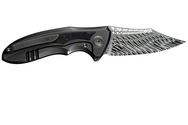Image pour WE Knife Varg WE25074-DS1, Fafnir Damasteel, Polished Gray Titanium, Carbon Fiber Inlay couteau de poche