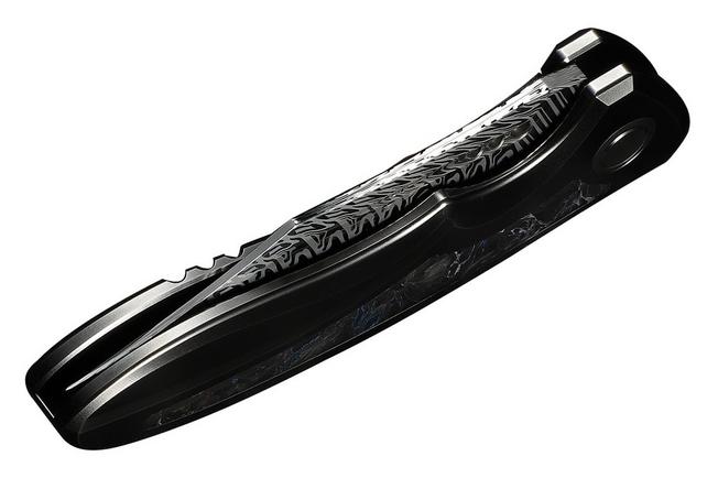 Image pour WE Knife Varg WE25074-DS1, Fafnir Damasteel, Polished Gray Titanium, Carbon Fiber Inlay couteau de poche