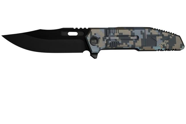 Obraz dla Nóż składany WE Knife Barracks Limited Edition WE25078-3, Blackwashed Böhler M390, Pixel Pattern Titanium