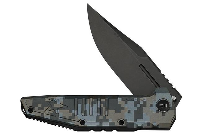 Image pour WE Knife Temper Limited Edition WE25079-3, Dark Grey Stonewashed Böhler M390, Pixel Pattern Titanium, couteau de poche