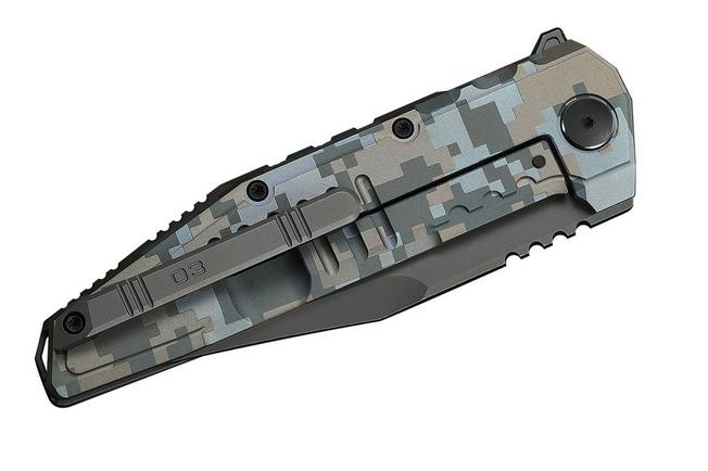 Image pour WE Knife Temper Limited Edition WE25079-3, Dark Grey Stonewashed Böhler M390, Pixel Pattern Titanium, couteau de poche