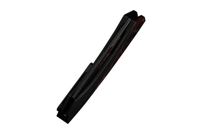 Afbeelding voor WE Knife Suisei WE25086-1, Black Stonewashed Böhler M390, Black Titanium, Red & Black Carbon Fiber Inlay zakmes, Dew Hara design