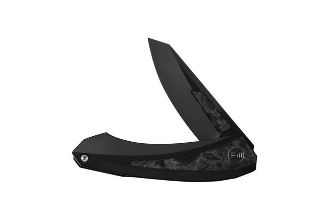 Afbeelding voor WE Knife Suisei WE25086-3, Dark Graphite Stonewashed M390, Dark Graphite Titanium, Black/White Carbon Fiber Inlay zakmes, Dew Hara design