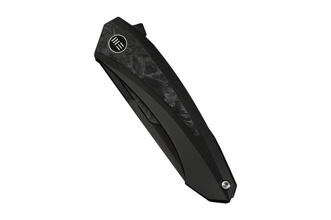 Afbeelding voor WE Knife Suisei WE25086-3, Dark Graphite Stonewashed M390, Dark Graphite Titanium, Black/White Carbon Fiber Inlay zakmes, Dew Hara design