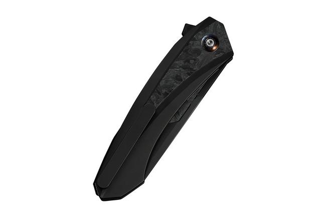 Afbeelding voor WE Knife Suisei WE25086-3, Dark Graphite Stonewashed M390, Dark Graphite Titanium, Black/White Carbon Fiber Inlay zakmes, Dew Hara design