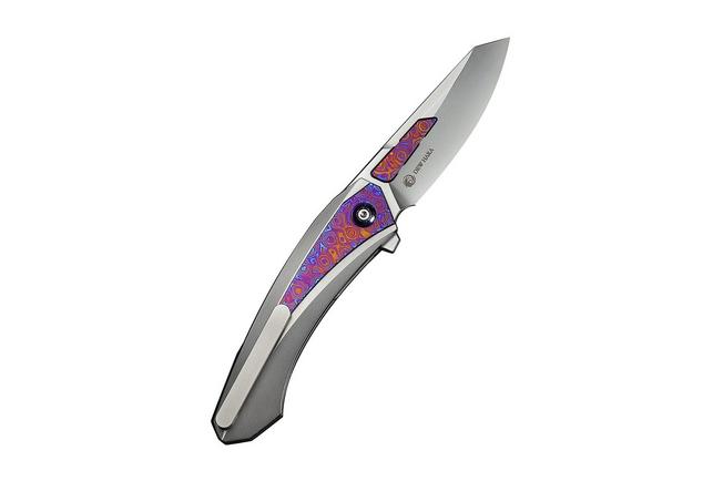 Afbeelding voor WE Knife Suisei WE25086-4, Polished Bead Blasted Böhler M390, Bead Blasted Titanium, Timascus Inlay zakmes, Dew Hara design