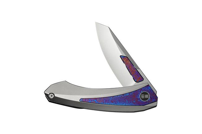 Afbeelding voor WE Knife Suisei WE25086-4, Polished Bead Blasted Böhler M390, Bead Blasted Titanium, Timascus Inlay zakmes, Dew Hara design