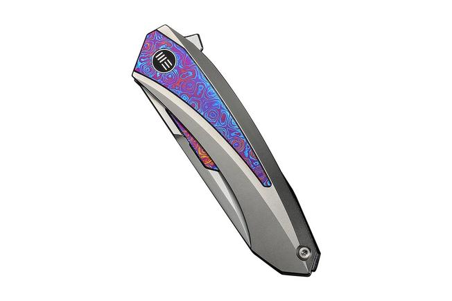 Afbeelding voor WE Knife Suisei WE25086-4, Polished Bead Blasted Böhler M390, Bead Blasted Titanium, Timascus Inlay zakmes, Dew Hara design