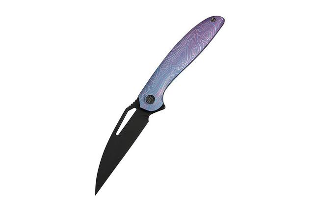 Afbeelding voor WE Knife Tiercel WE26021-3, Black Stonewashed CPM MagnaCut, Blue/Purple Titanium zakmes