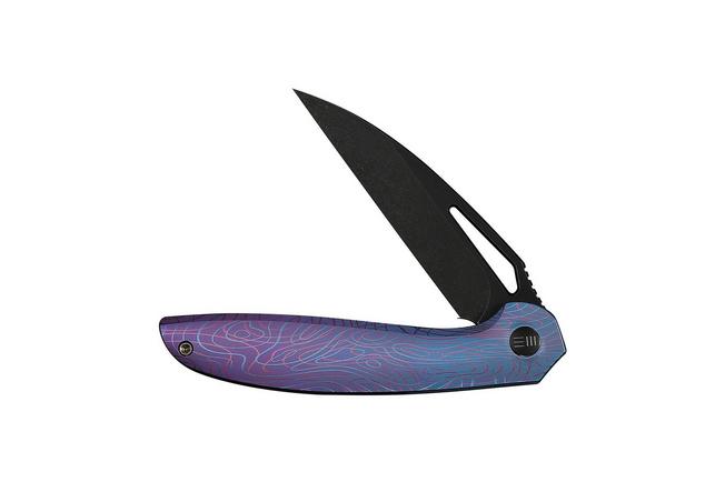 Afbeelding voor WE Knife Tiercel WE26021-3, Black Stonewashed CPM MagnaCut, Blue/Purple Titanium zakmes