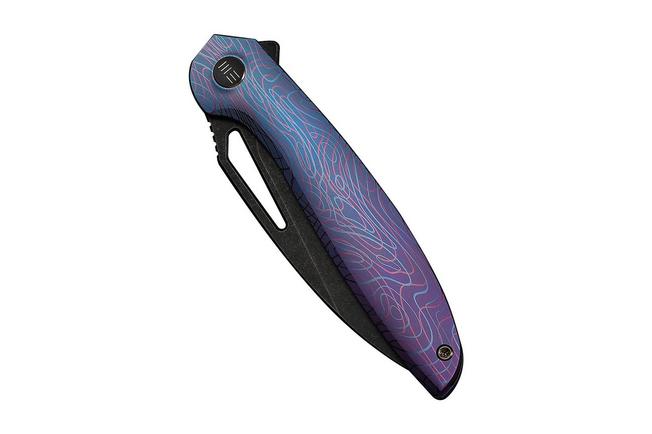 Afbeelding voor WE Knife Tiercel WE26021-3, Black Stonewashed CPM MagnaCut, Blue/Purple Titanium zakmes