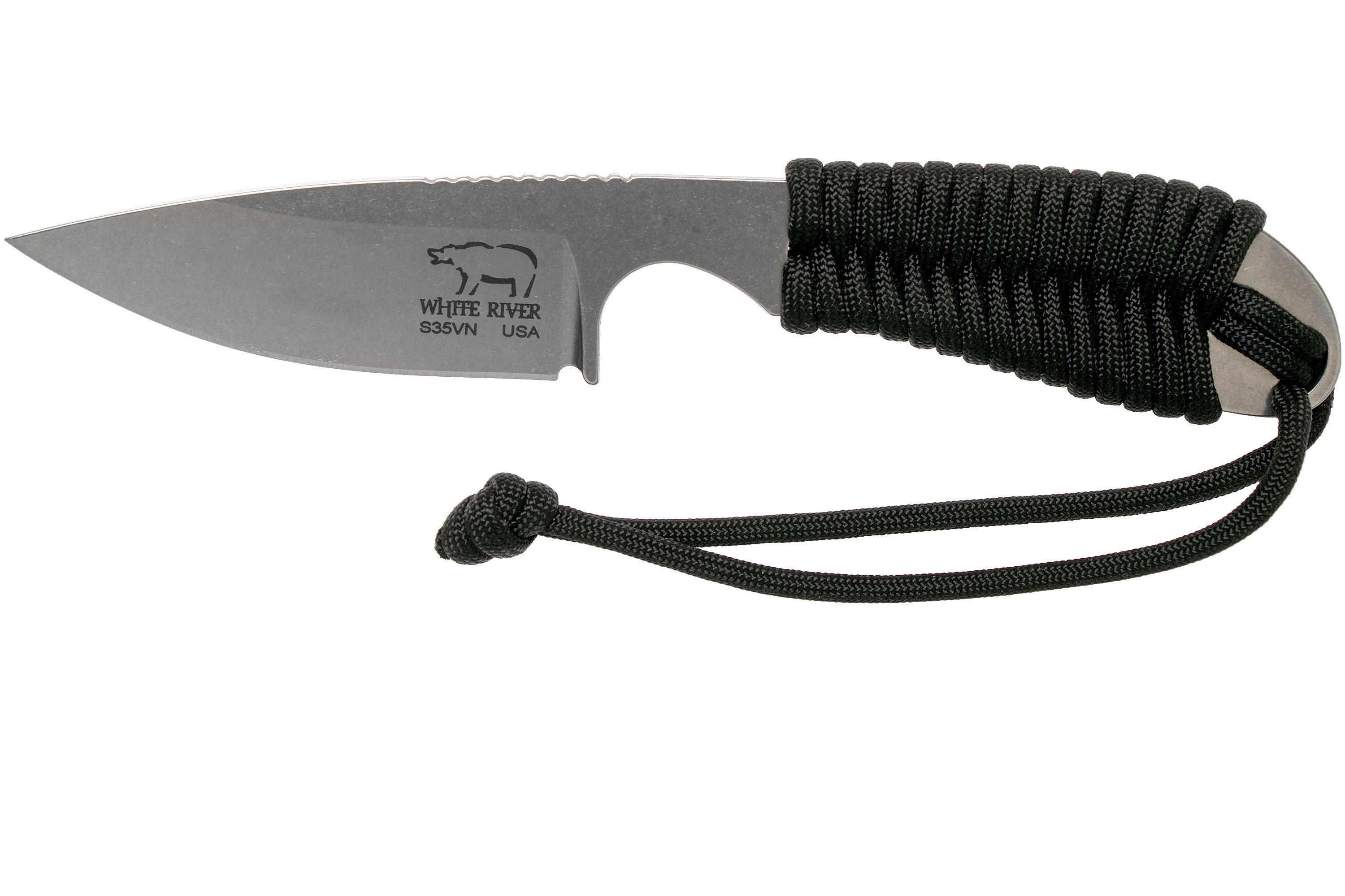White River Knives M1 Backpacker Black Paracord neck knife, Kydex