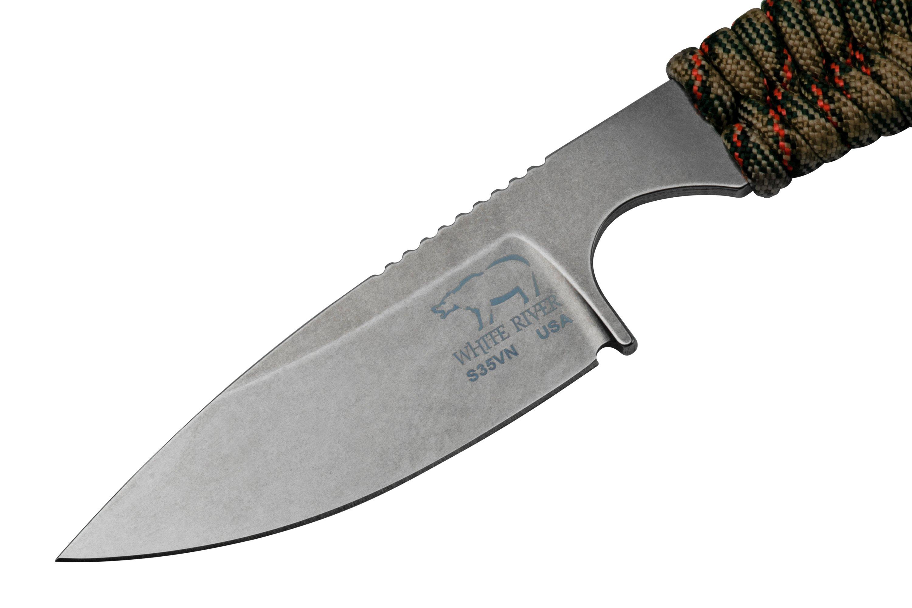 White River Knives M1 Backpacker Camo Paracord neck knife, Kydex sheath