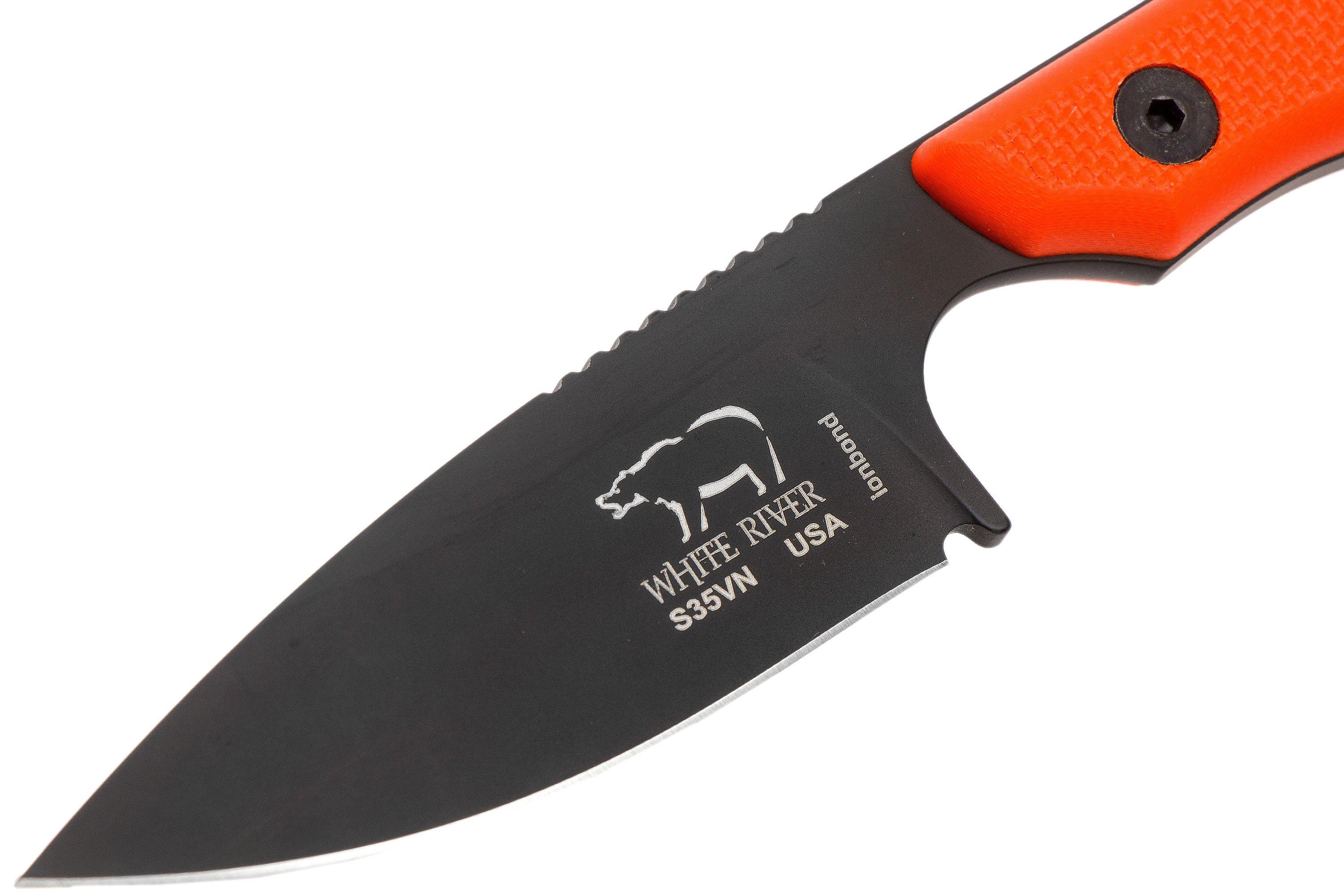 White River Knives M1 Backpacker Pro Orange G10, Black Ionbond