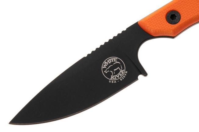 Afbeelding voor White River Knives M1 Backpacker Pro Orange G10, Black Ionbond vaststaand mes, Kydex schede