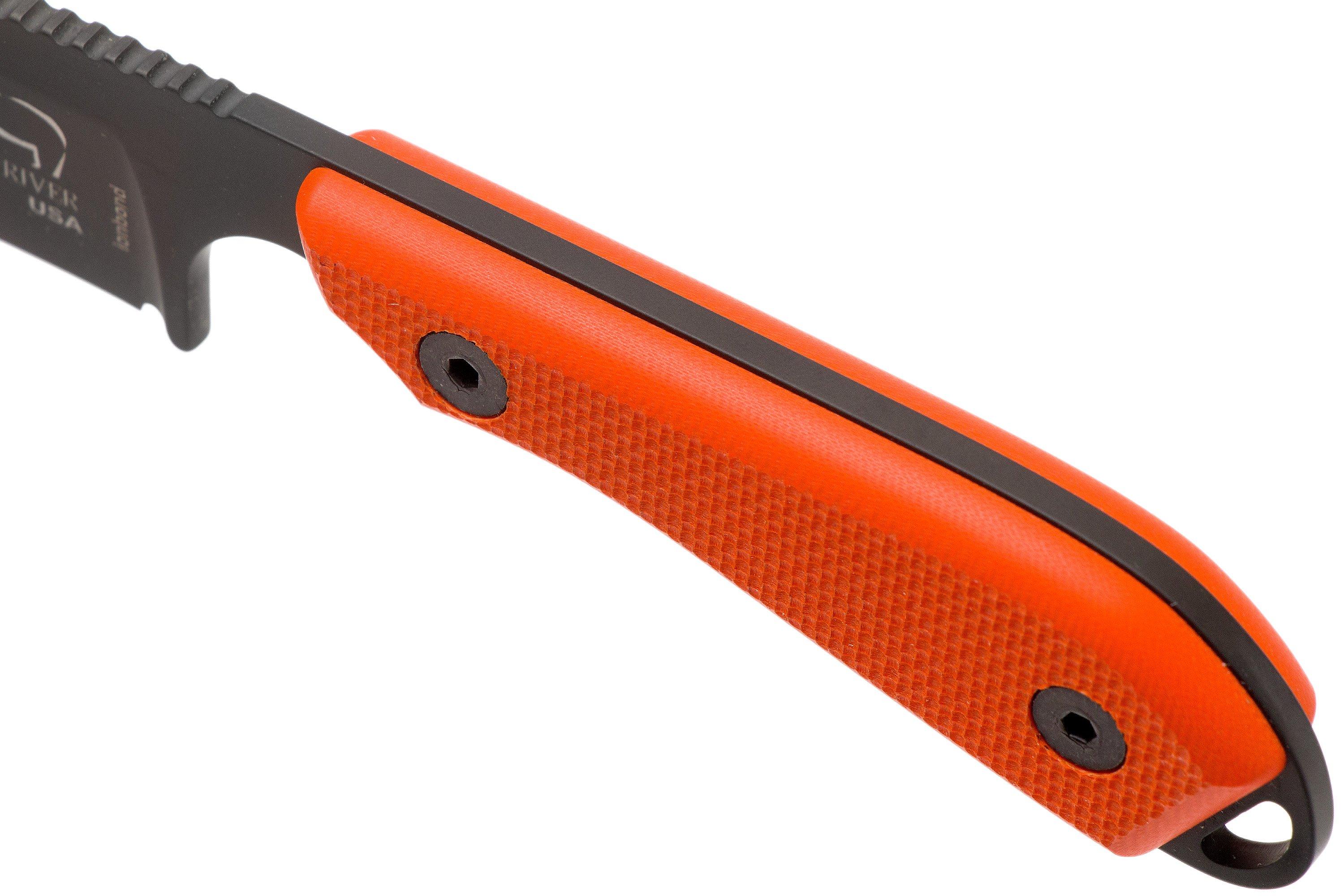 White River Knives M1 Backpacker Pro Orange G10, Black Ionbond fixed