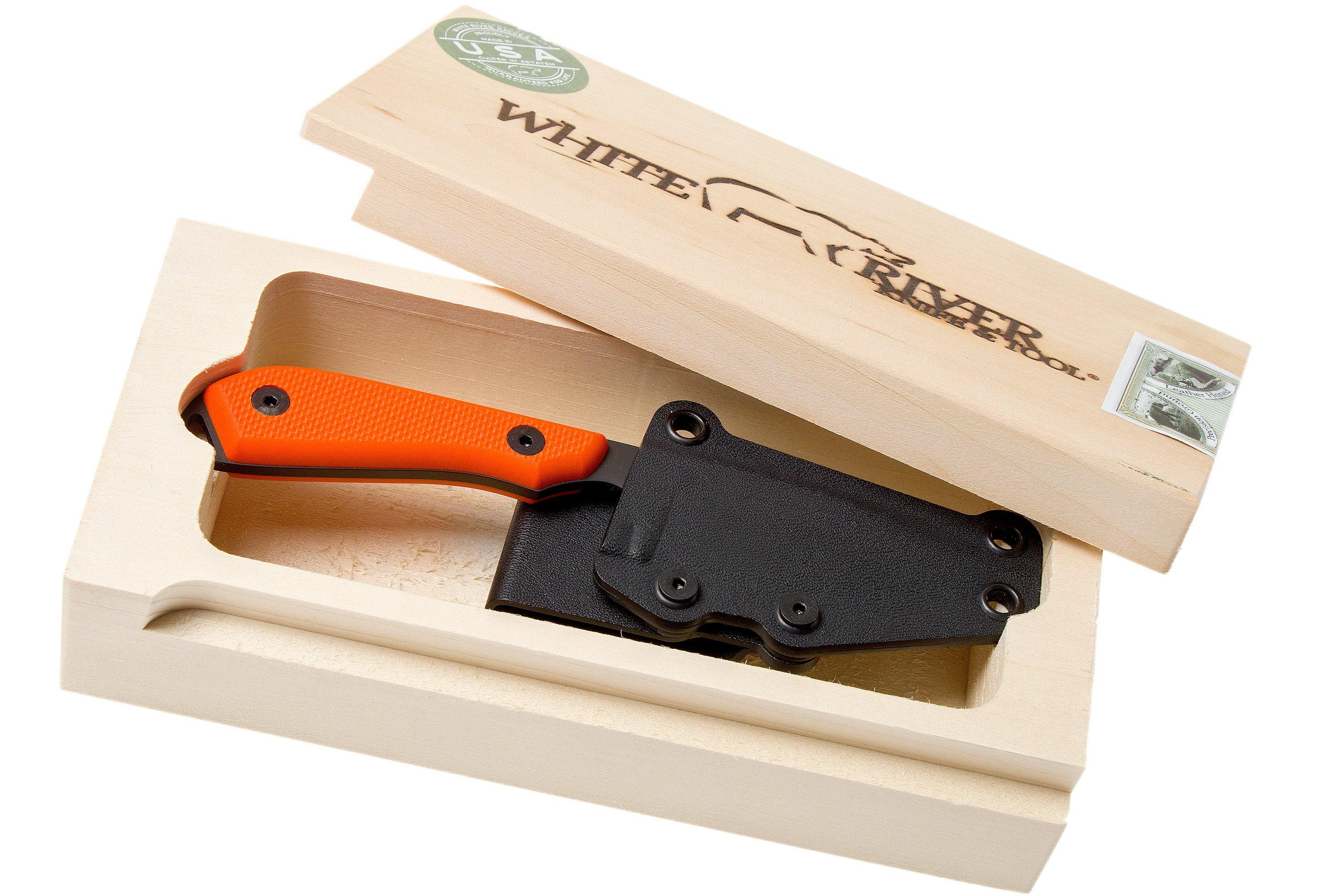 White River Knives M1 Backpacker Pro Orange G10, Black Ionbond fixed