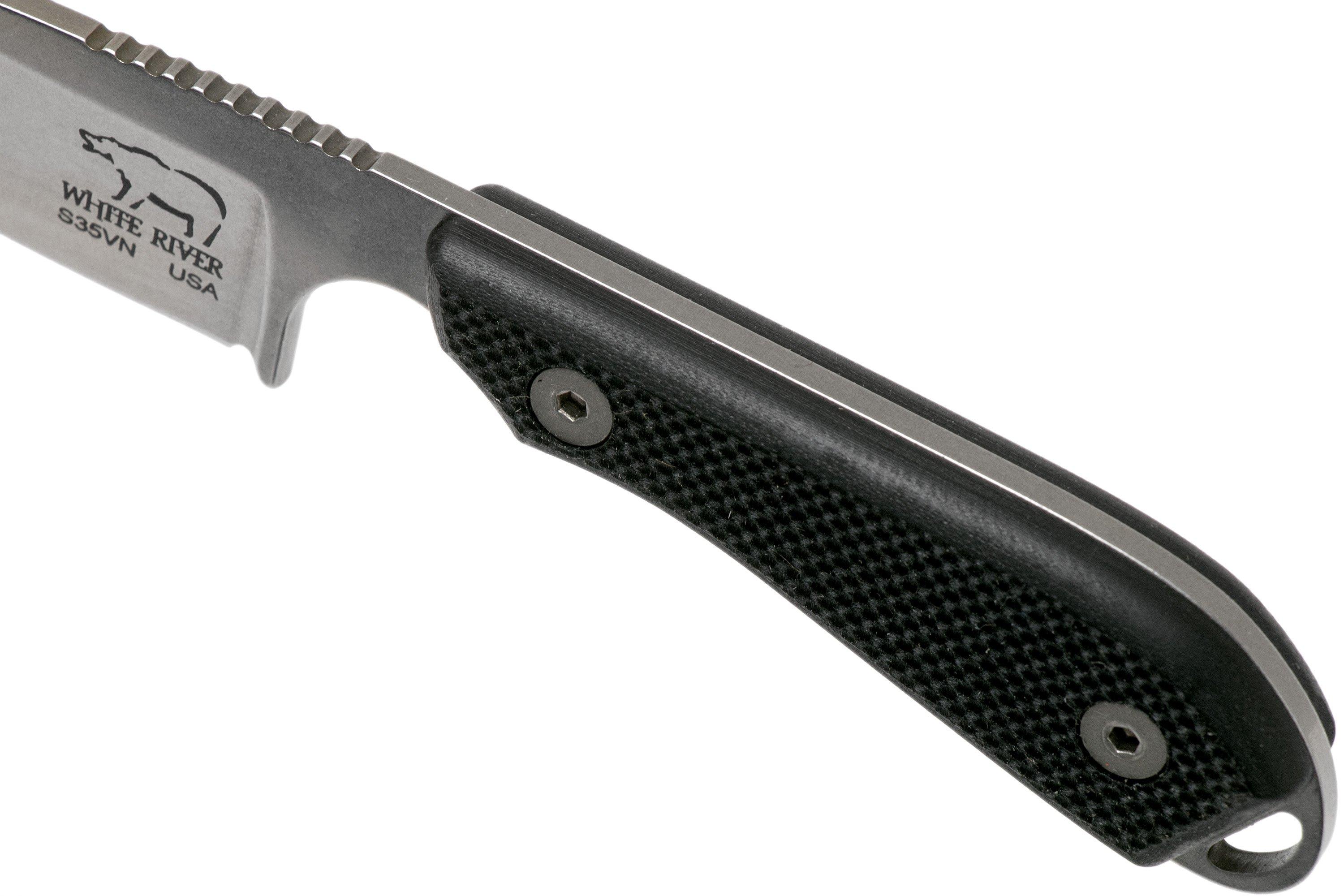 White River Knives M1 Backpacker Pro schwarzes G10 feststehendes Messer