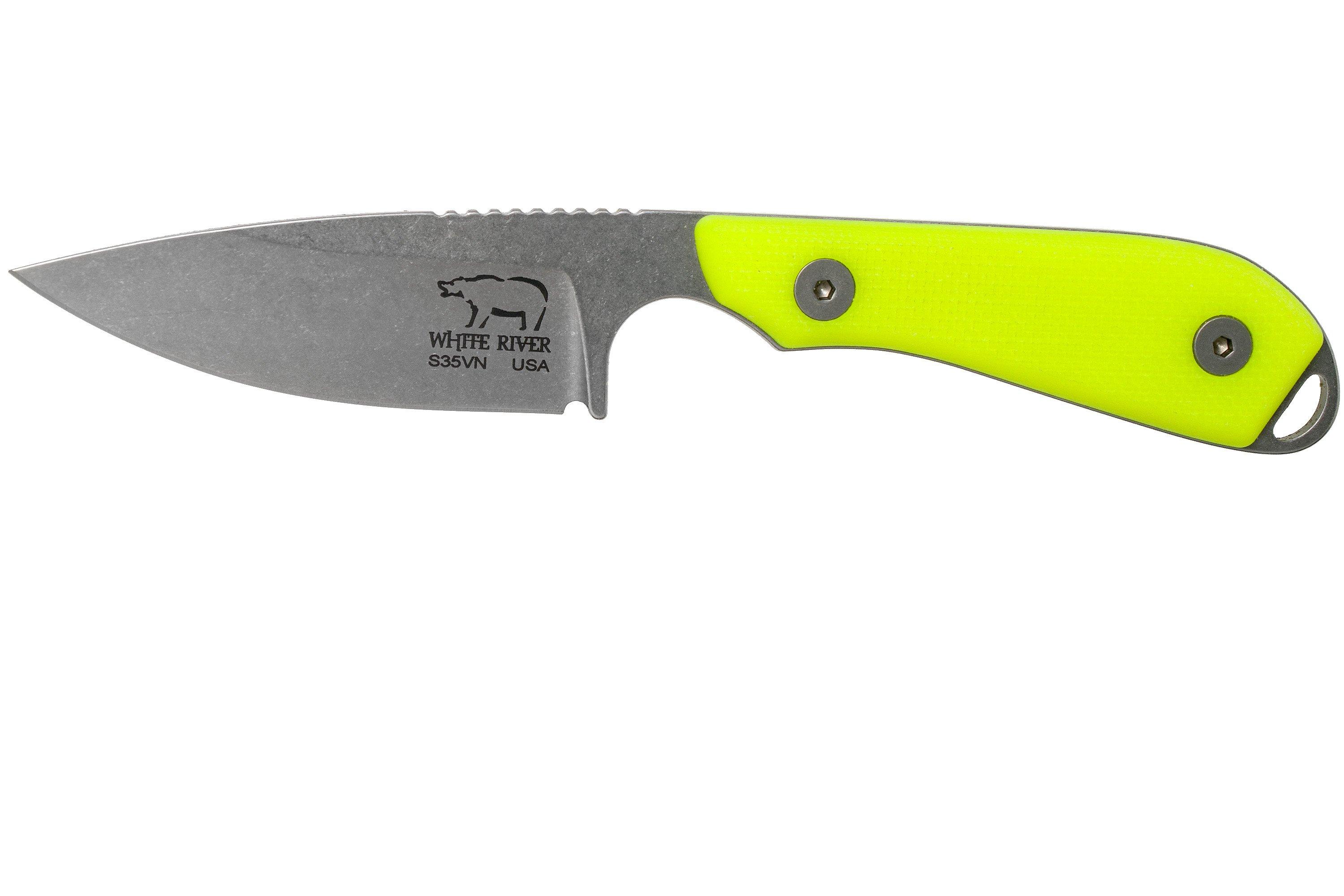 White River Knives M1 Backpacker Pro Yellow G10 fixed knife, Kydex