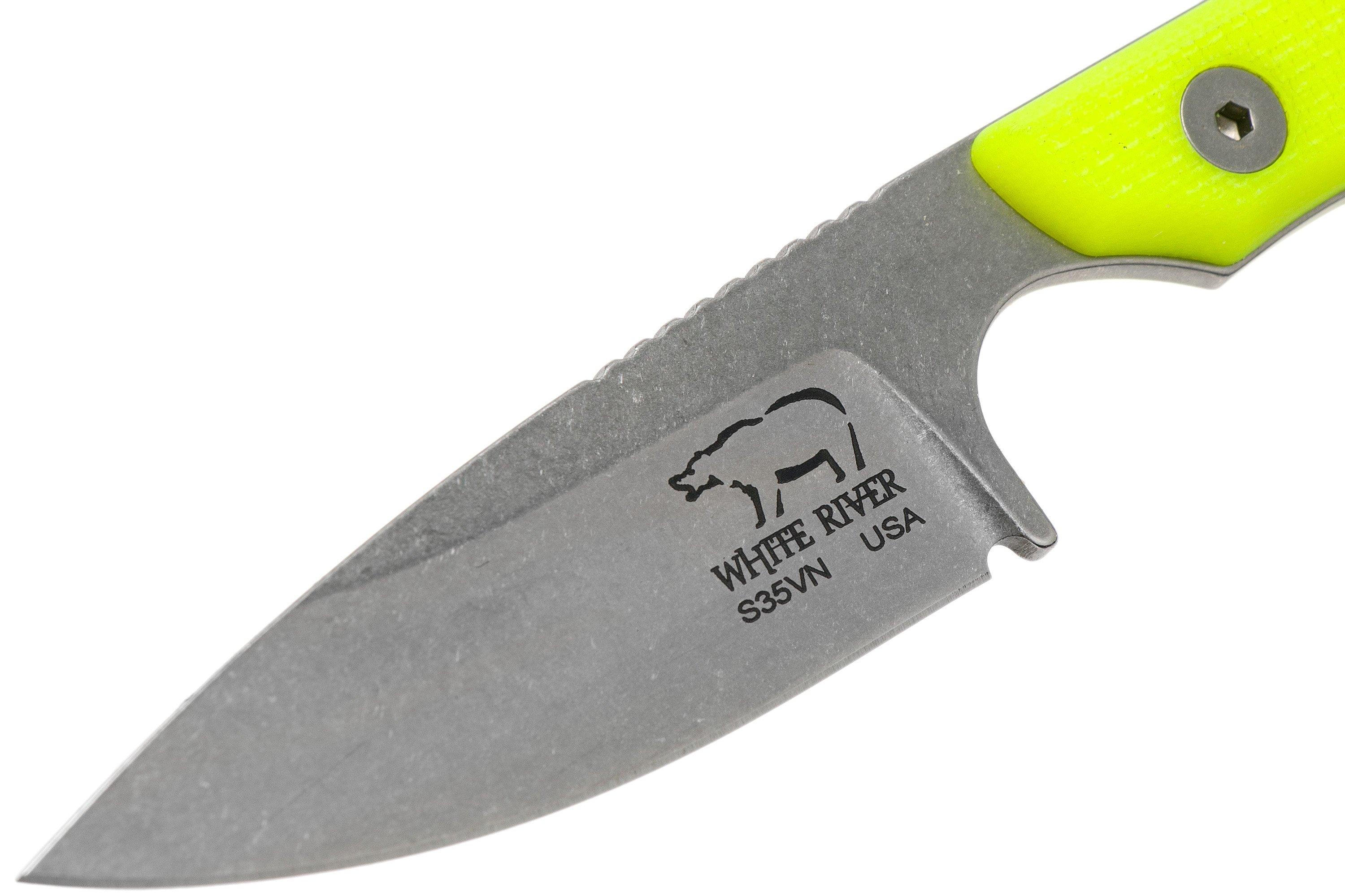 White River Knives M1 Backpacker Pro Yellow G10 fixed knife, Kydex
