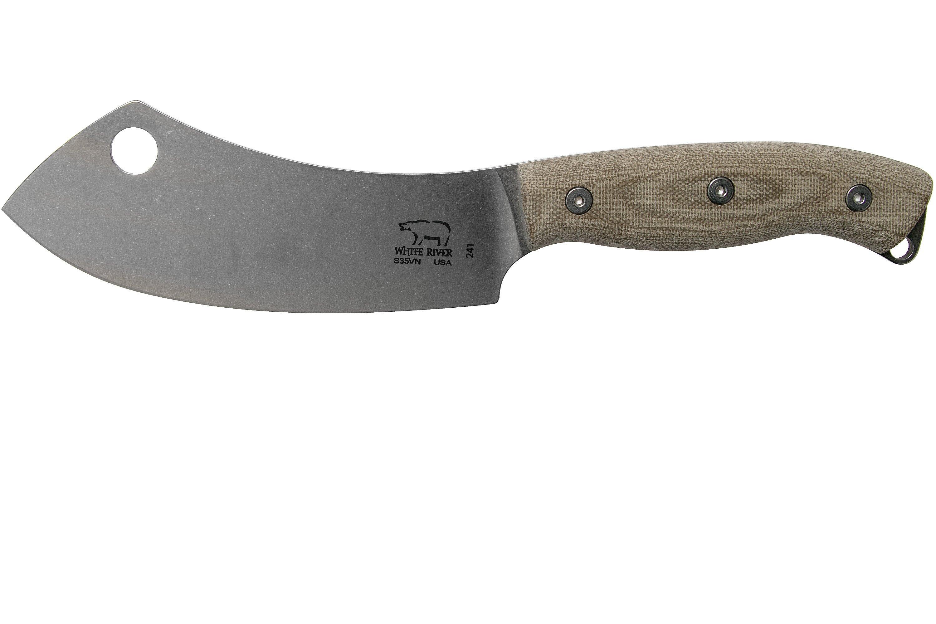 White River Knives Camp Cleaver Natural Canvas Micarta kampeermes