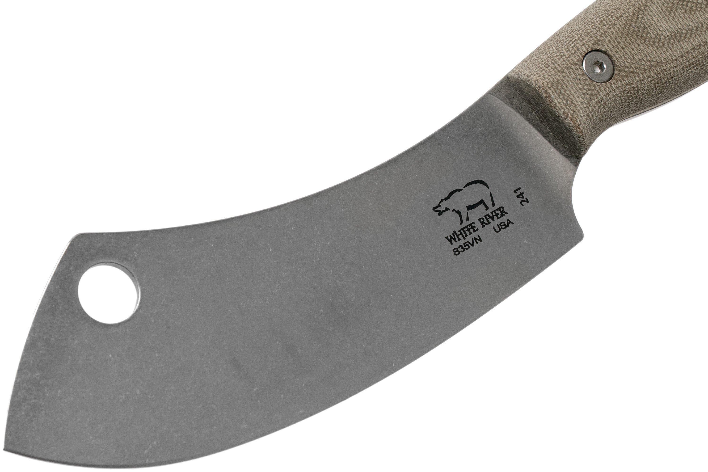 White River Knives Camp Cleaver Natural Canvas Micarta kampeermes