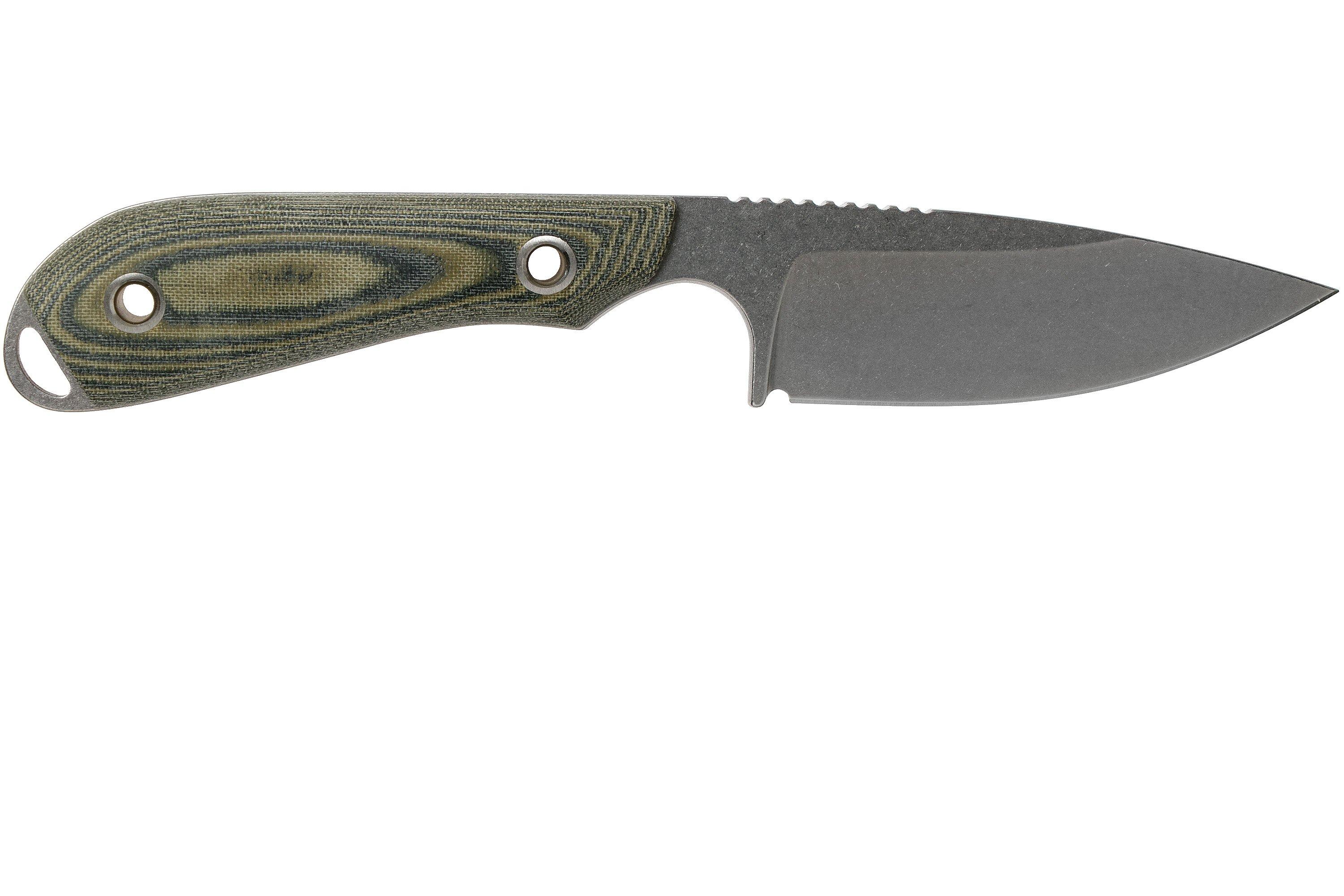 White River Knives M1 Caper Black & OD Linen Micarta fixed knife, Kydex