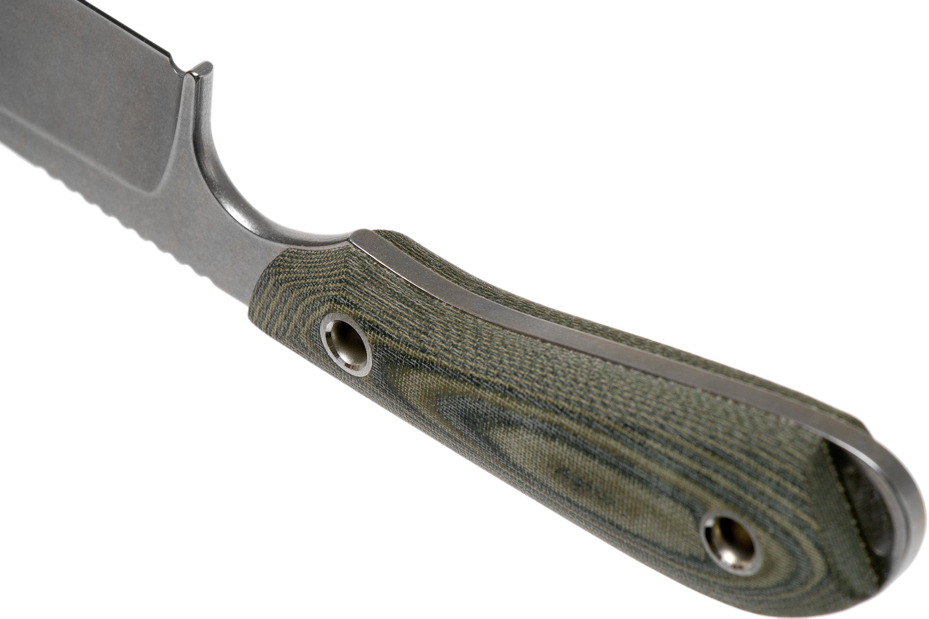 White River Knives M1 Caper Black & OD Linen Micarta fixed knife, Kydex