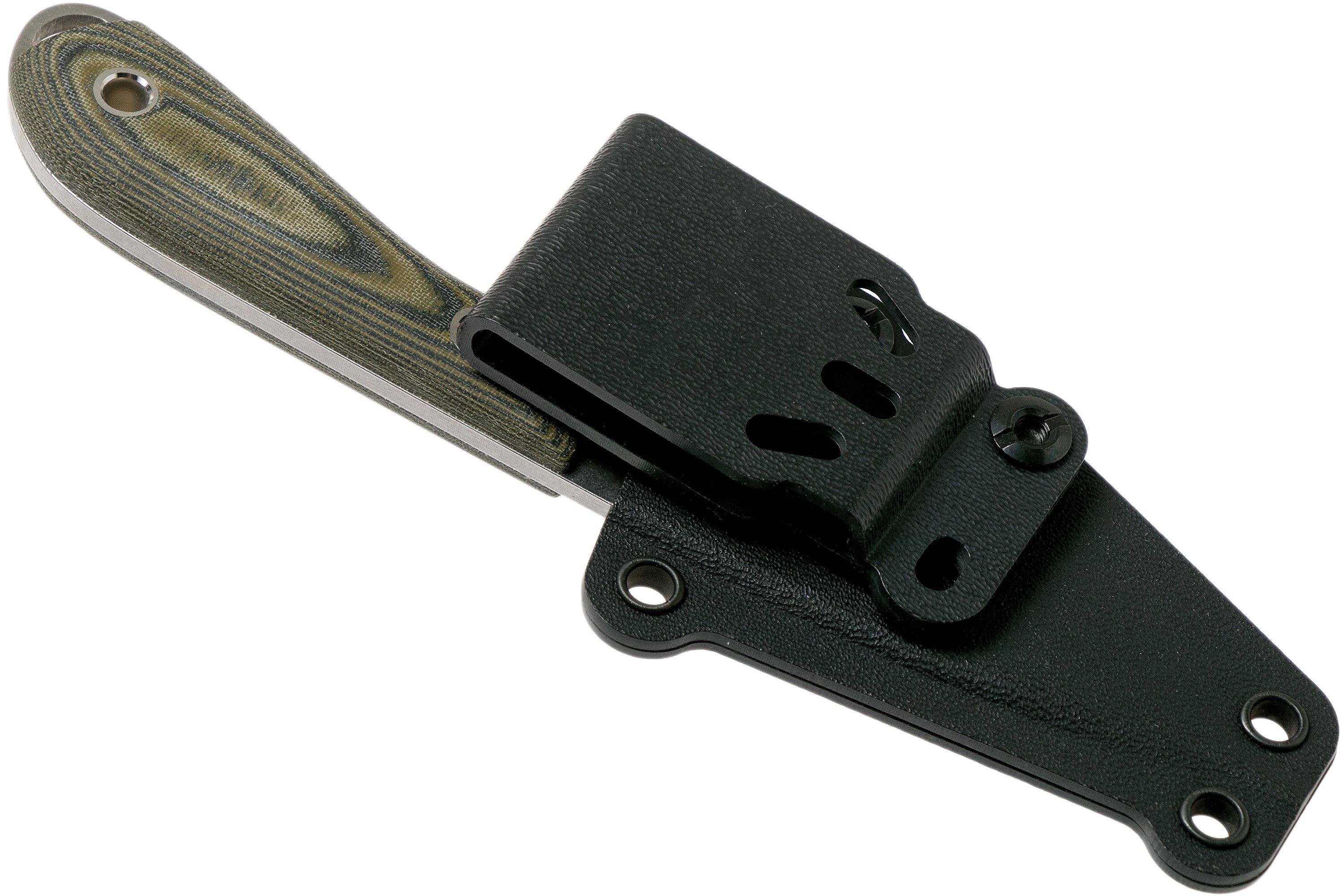 White River Knives M1 Caper Black & OD Linen Micarta fixed knife, Kydex