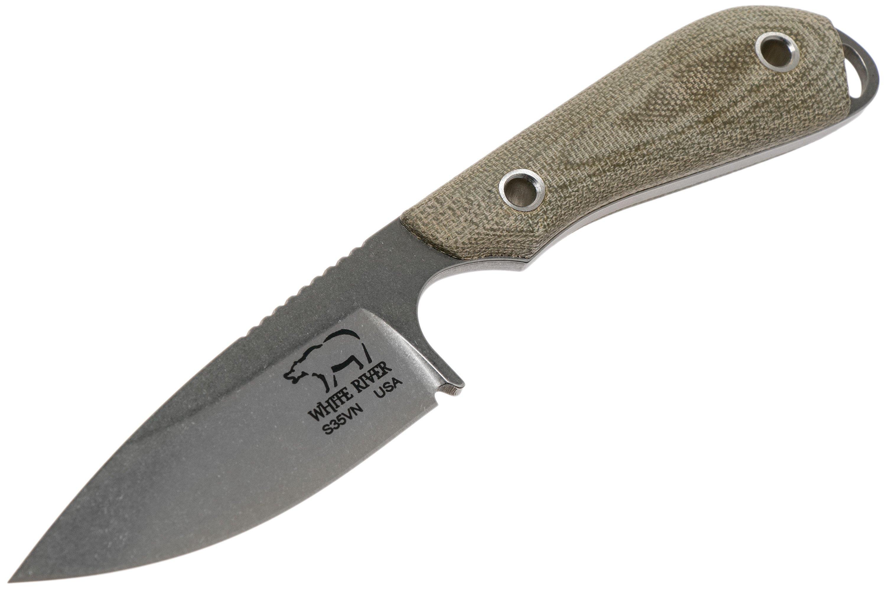 White River Knives M1 OD Green Canvas Micarta feststehendes Messer