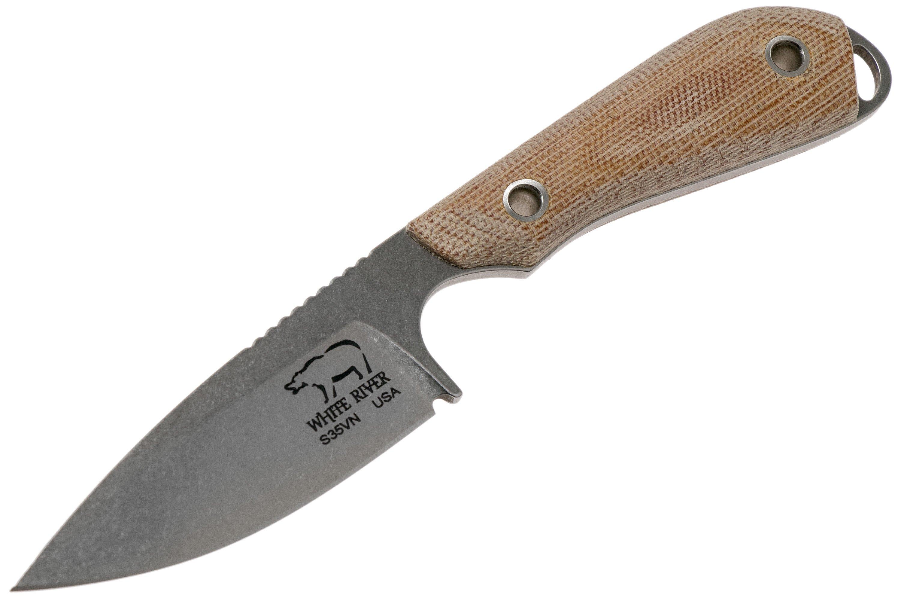 White River Knives M1 Natural Canvas Micarta fixed knife, Kydex sheath Advantageously shopping