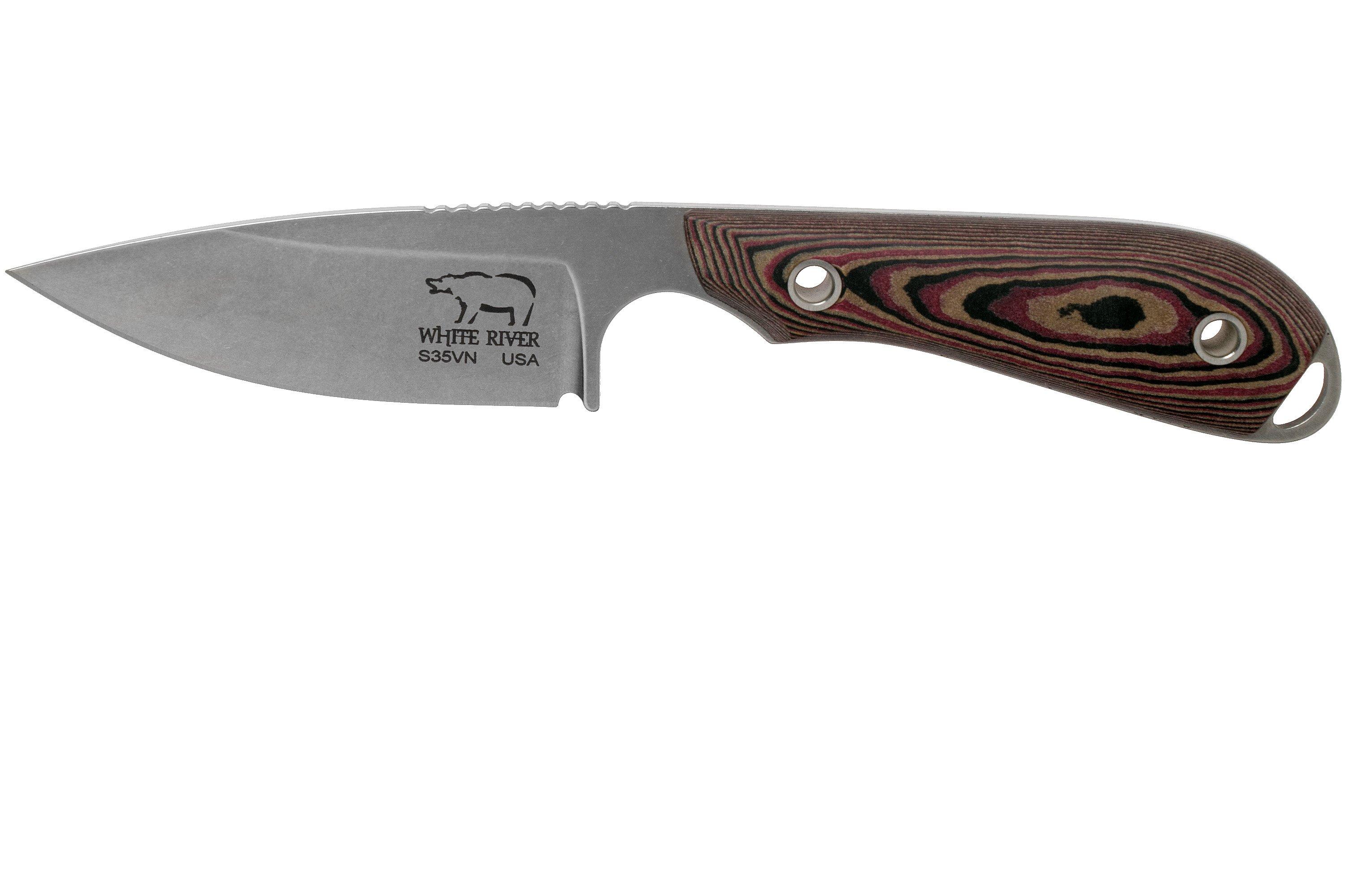 White River Knives M1 Caper Richlite vaststaand mes, Kydex schede
