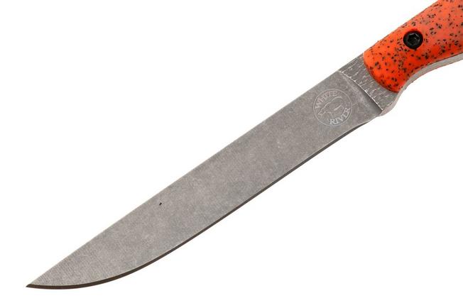 Afbeelding voor White River Knives GripXodus 3 WREX3-BO Stonewashed S35VN, Blaze Orange GripX, vaststaand mes