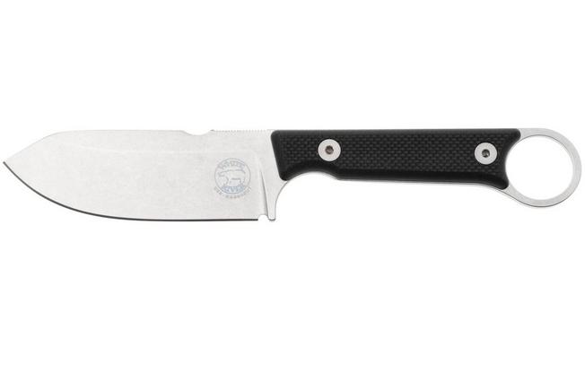 Afbeelding voor White River Firecraft 3.5 Pro, Stonewashed Magnacut, Black G10, survivalmes, Kydex schede met firesteel